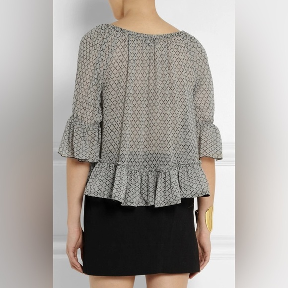Isabel Marant Adriana Ruffle Printed Georgette Silk Top. Size 38/US 6. - Picture 2 of 6